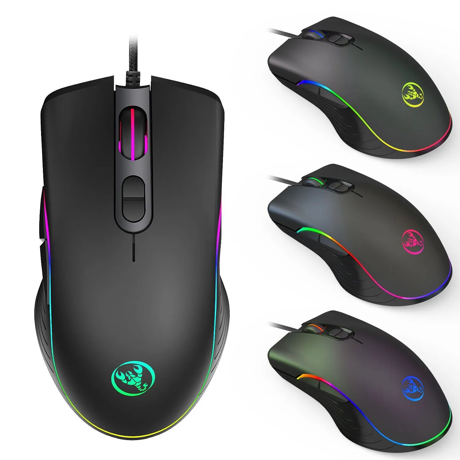 Glowing Wired Gaming Mouse - side profile view